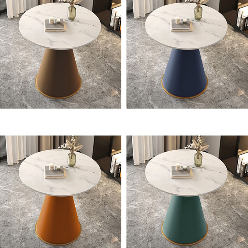 Contemporary Luxury Round Sintered Stone Top Metal Base Coffee Table For Living Room