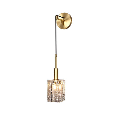 Modern Light Luxury Crystal Cube Copper 1-Light Wall Sconce Lamp