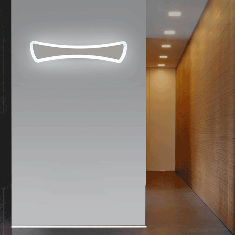 Contemporary Scandinavian Long Curve Rectangle Hardware Acrylic LED Vanity Light Mirror Front Wall Sconce Lamp For Bathroom