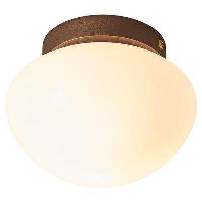 Contemporary Scandinavian Walnut Copper Glass Ball 1-Light Semi-Flush Mount Ceiling Light For Hallway