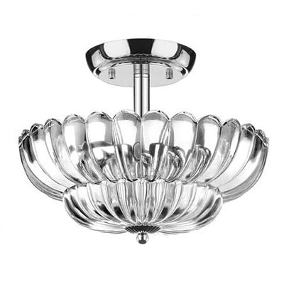 Contemporary Scandinavian Umbrella Iron Acrylic 3-Light Semi-Flush Mount Ceiling Light For Living Room