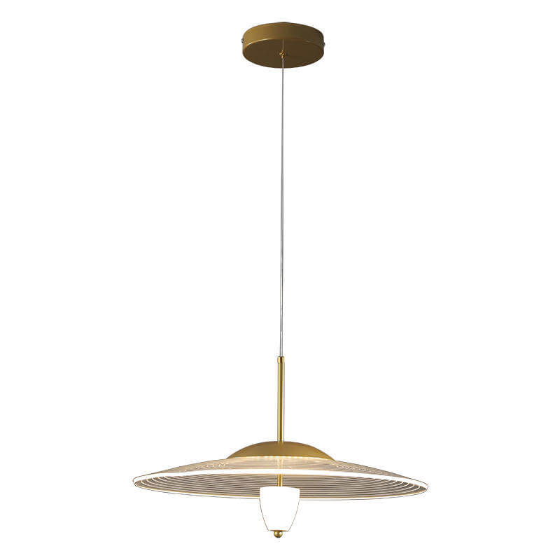 Soucoupe volante ronde scandinave contemporaine, suspension LED en métal acrylique pour salle à manger 