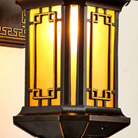 Traditional Chinese Waterproof Aluminum Glass Cylinder 1/2 Light Wall Sconce Lamp For Outdoor Patio