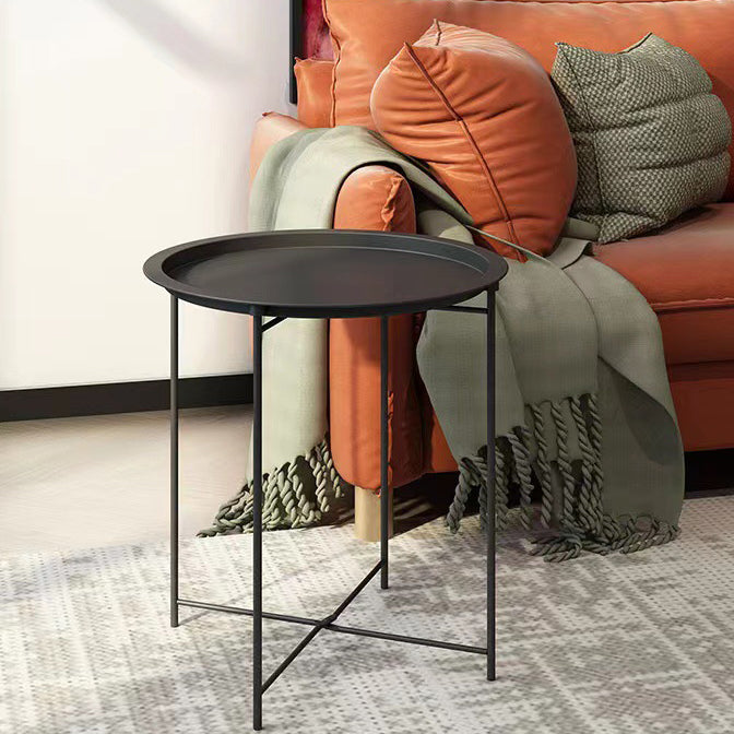 Modern Minimalist Round Iron Frame Coffee Table Tray For Living Room