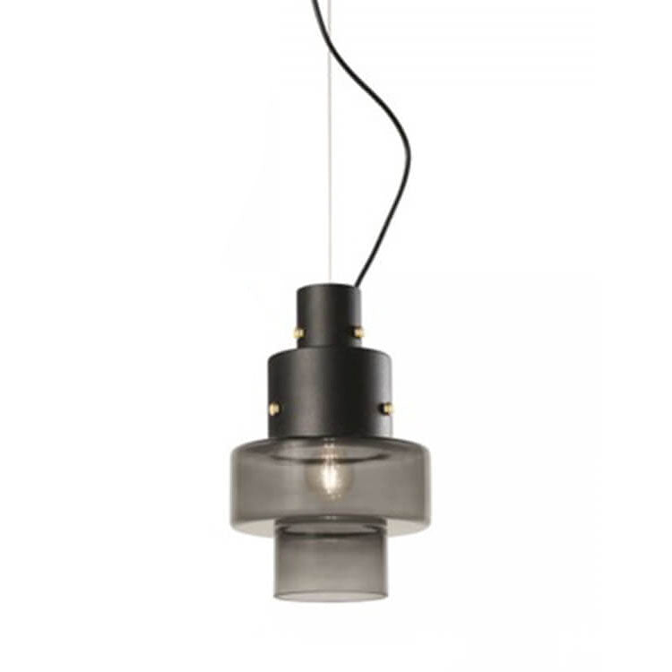 Nordic Minimalist Glass Barrel Shape Smoke Gray 1-Light Pendant Light