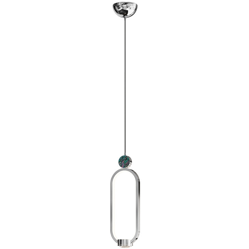 Modern Minimalist Geometric Elliptical Ring Crystal Aluminum LED Pendant Light For Living Room