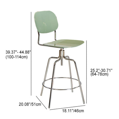 Contemporary Scandinavian Square Plastic Metal Frame Bar Stool Backrest Footrest For Dining Room