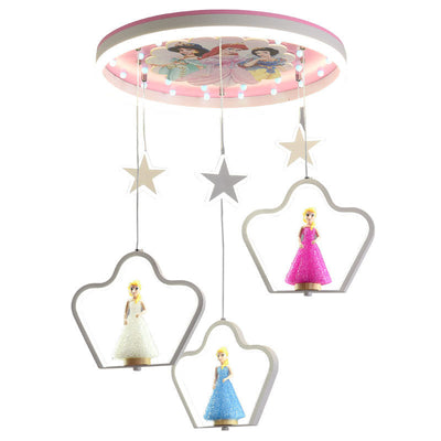 Contemporary Creative Cartoon Princess Elsa Acrylic Round Shade LED Flush Mount Ceiling Light For Bedroom