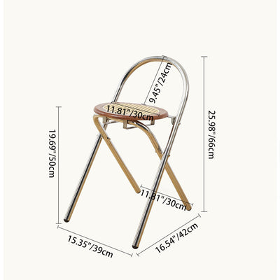 Traditional French Round Imitation Rattan Solid Wood Foldable Dining Chair Arc Back For Dining Room