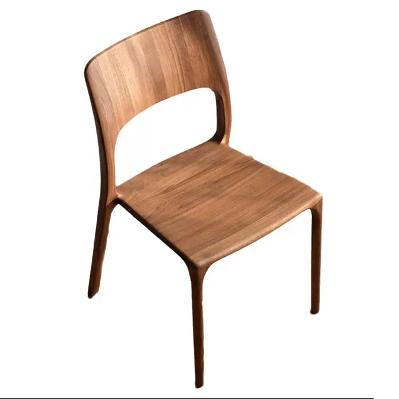 Contemporary Retro Walnut Wood Square Dining Chair Backrest For Dining Room