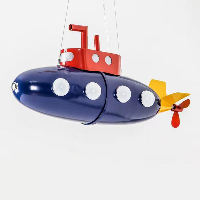 Contemporary Creative Cartoon Submarine Iron LED Kids Chandelier For Bedroom