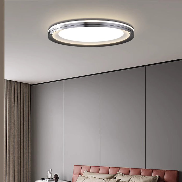 Modern Minimalist Round Aluminum Acrylic Shade LED Flush Mount Ceiling Light For Living Room