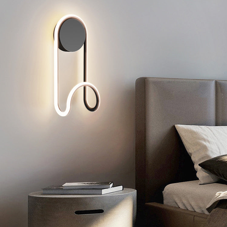 Contemporary Scandinavian Iron Aluminum Acrylic Round Hook Led Wall Sconce Lamp For Bedroom