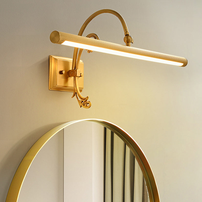 Modern Mid-Century Linear All Copper LED Wall Sconce Lamp For Bedroom