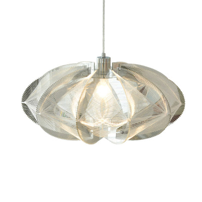 Contemporary Scandinavian Flying Saucer Spherical Oval Acrylic Filigree 1-Light Pendant Light For Living Room