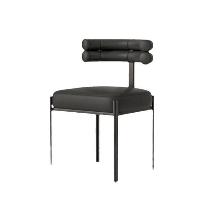 Contemporary Creative Half Arc Square Leather Metal Dining Chair Backrest Armless For Dining Room