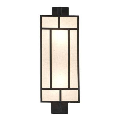 Contemporary Retro Rectangular Fabric Shade Iron 1-Light Wall Sconce Lamp For Dining Room