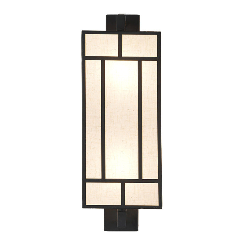 Contemporary Retro Rectangular Fabric Shade Iron 1-Light Wall Sconce Lamp For Dining Room