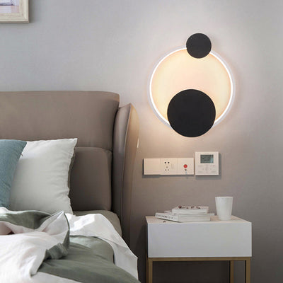 Modern Minimalist Iron Aluminum Round Elliptical LED Wall Sconce Lamp For Bedside