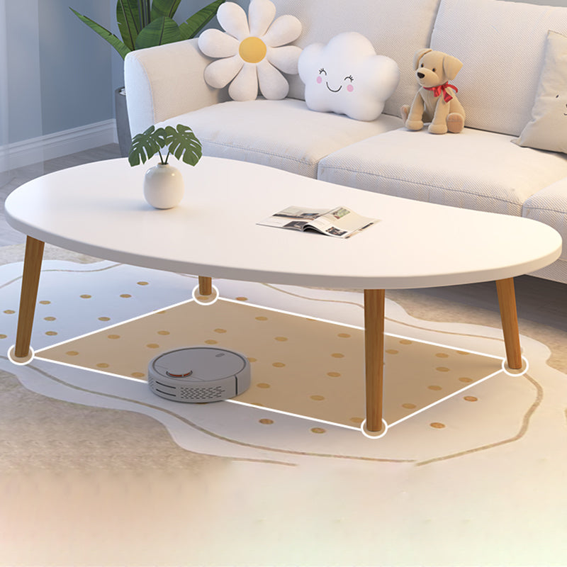 Modern Minimalist Curved Oval Density Board Wood End Table 1-Tier For Living Room