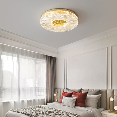 Modern Minimalist Round Copper Acrylic LED Flush Mount Ceiling Light For Bedroom