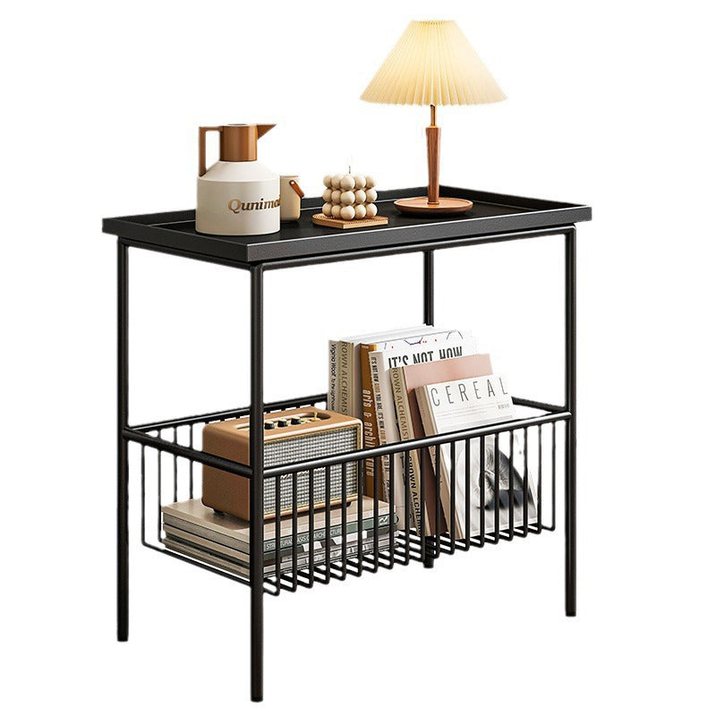 Modern Minimalist Rectangular Iron End Table 2-Tier For Living Room