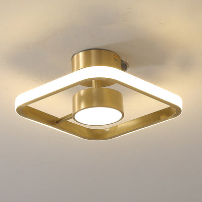 Modern Simplicity Brass Silicone Round Square LED Flush Mount Ceiling Light For Hallway