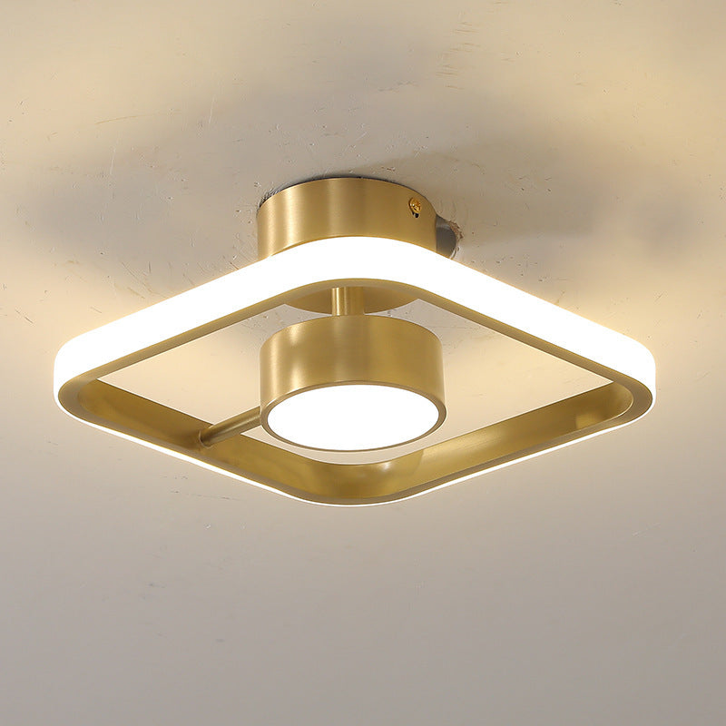 Modern Simplicity Brass Silicone Round Square LED Flush Mount Ceiling Light For Hallway