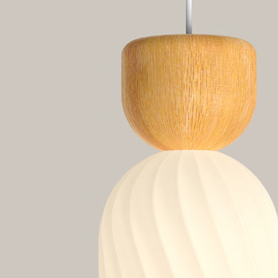 Contemporary Scandinavian Log Glass Round 1-Light Pendant Light For Bedroom