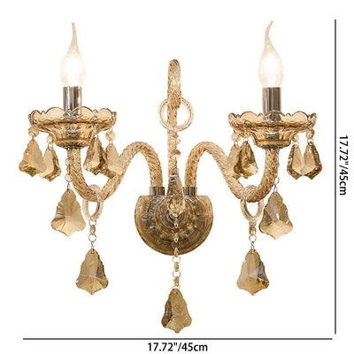 Traditional European Glass Crystal Candelabra Hardware 1/2-Light Wall Sconce Lamp For Living Room