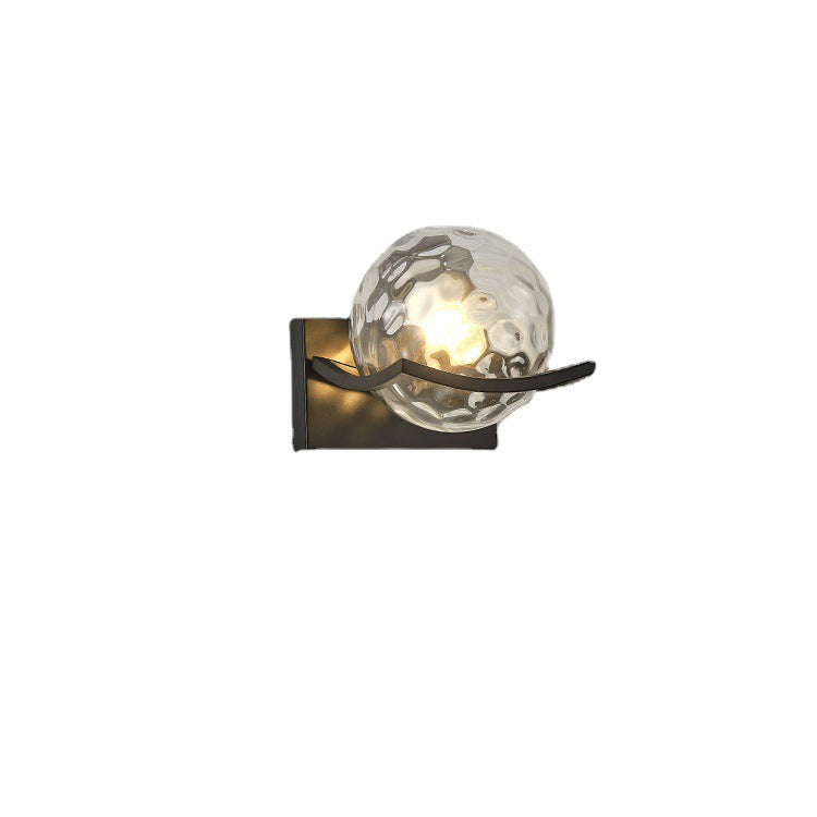 Modern Simplicity Iron Water Pattern Glass Ball Shade 1-Light Wall Sconce Lamp For Bedroom