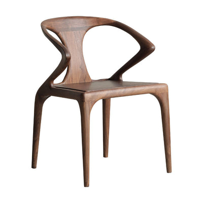 Contemporary Scandinavian Square Bent Upholstered Wood Dining Chair Backrest Arm For Dining Room