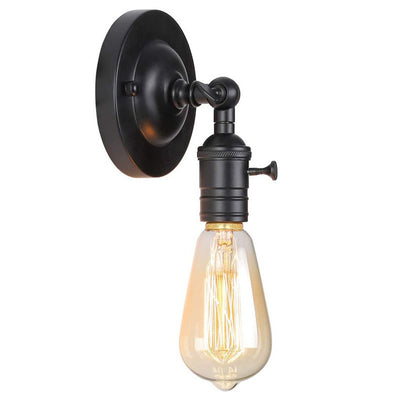 Contemporary Industrial Round Base Iron 1-Light Rotable Wall Sconce Lamp For Bathroom