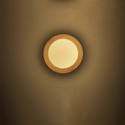 Modern Minimalist Round Glass Wood 1-Light Wall Sconce Lamp For Bedroom