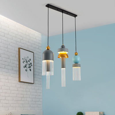 Contemporary Creative Irregular Graphic Glass Rod Hardware Aluminum LED Chandelier For Living Room