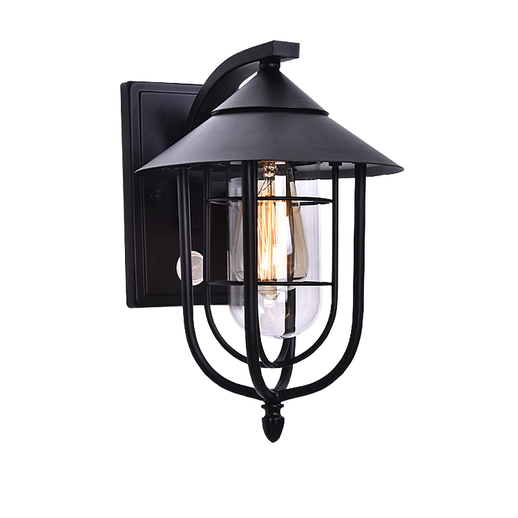 Contemporary Industrial Iron Waterproof Human Body Sensing 1-Light Outdoor Wall Sconce Lamp For Outdoor Patio