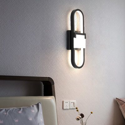 Modern Minimalist Oval Rectangle Iron Aluminum LED Wall Sconce Lamp For Bedroom