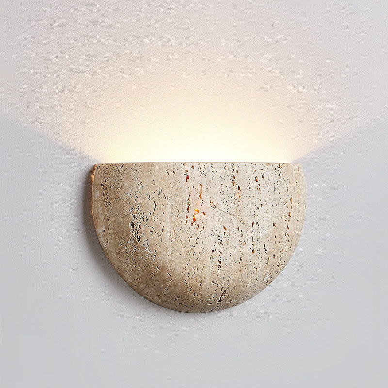 Traditional Japanese Oval Stone 1-Light Wall Sconce Lamp For Living Room