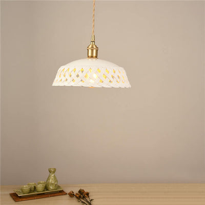 Moderne Macaron Cement Scalloped Shade 1-Licht-Pendelleuchte 