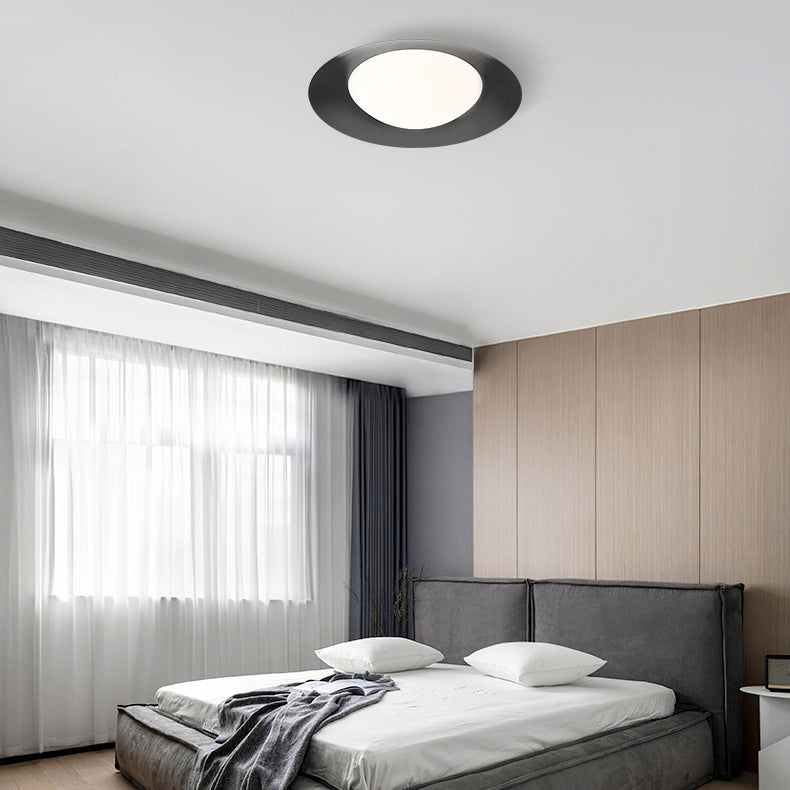 Modern Minimalist Round Copper Glass LED Flush Mount Ceiling Light For Living Room