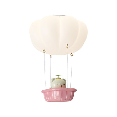 Modern Simplicity Kids PE Iron Pumpkin Hot Air Balloon Bear LED Flush Mount Ceiling Light For Bedroom