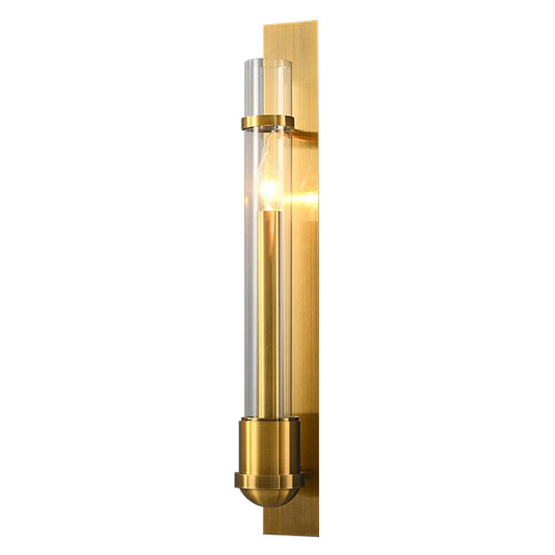 Modern Luxury Golden Finish Frame Glass Cylinder LED Wall Sconce Lamp For Living Room