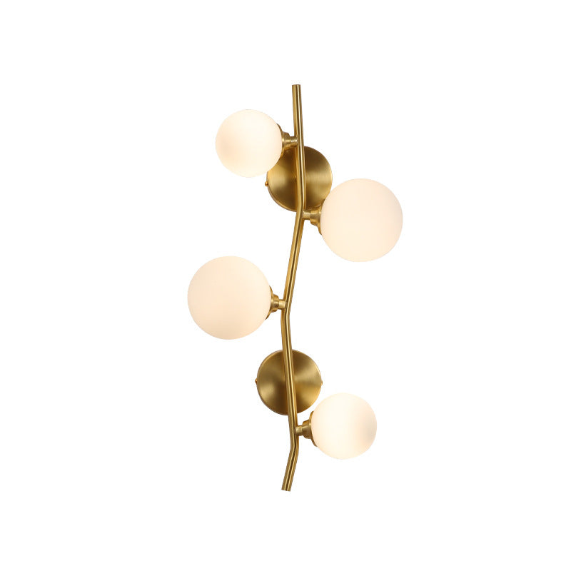 Modern Minimalist Gold Spherical Copper Glass Shade 4-Light Wall Sconce Lamp For Bedroom