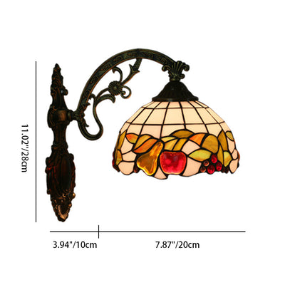 Traditionelle Tiffany Dome Petal Hardware Buntglas 1-Licht Wandleuchte Lampe für Wohnzimmer 