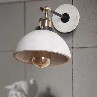 Contemporary Industrial Round Flared Aluminum Cement 1-Light Wall Sconce Lamp For Living Room