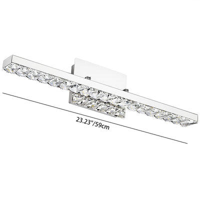 Modern Luxury Strip Rectangular Rotatable Stainless Steel Crystal LED Wall Sconce Lamp Vanity Light For Bathroom