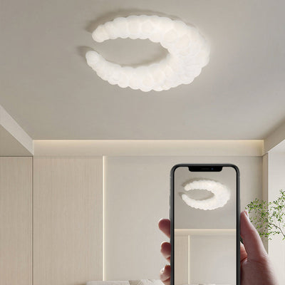 Modern Minimalist Moon Iron Plastic LED Flush Mount Light For Living Room