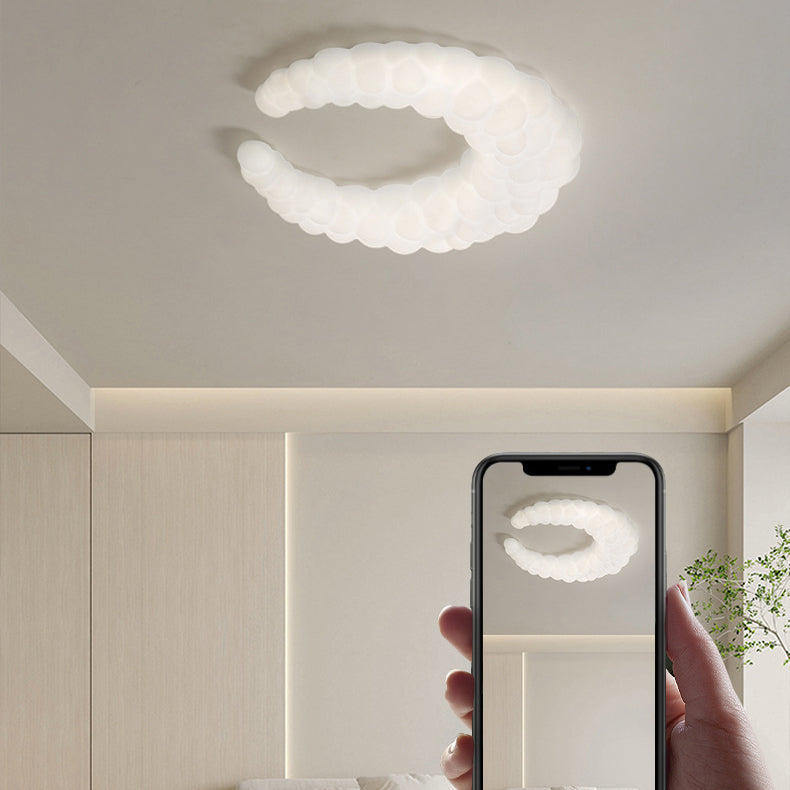 Modern Minimalist Moon Iron Plastic LED Flush Mount Light For Living Room