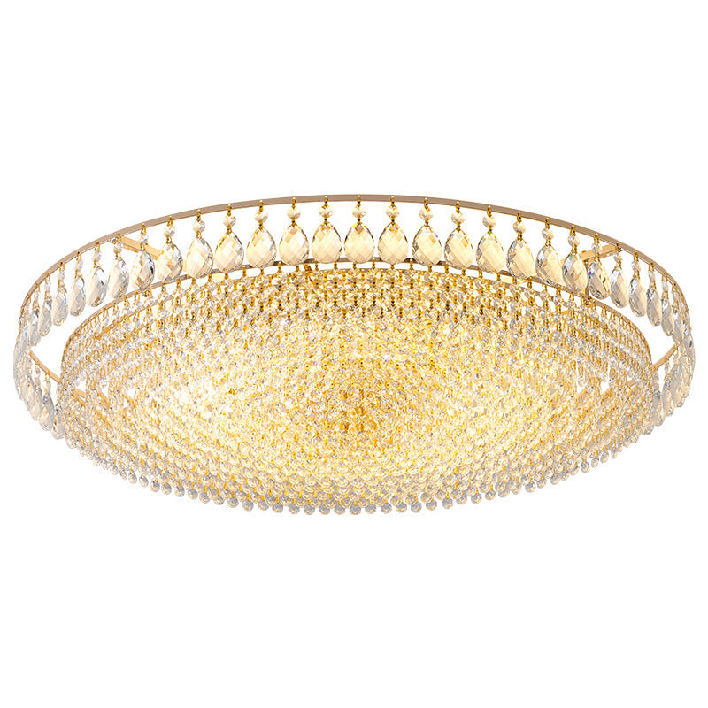 Modern Luxury Circle Iron Crystal 4/6/8/10 Light Flush Mount Ceiling Light For Living Room