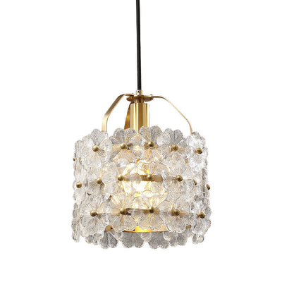 Traditional French All-Copper Crystal Flower 1-Light Pendant Light For Dining Room